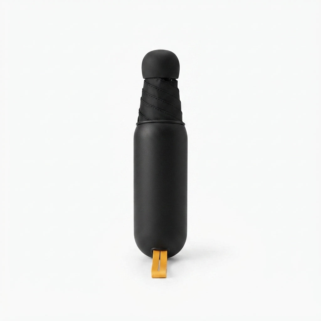 Mini Capsule Pocket Umbrella - Black - Meru Trophy corporate gifting
