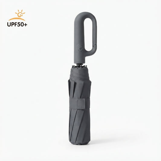 Folding Umbrella with Carabiner Handle - Black - Meru Trophy corporate gifting