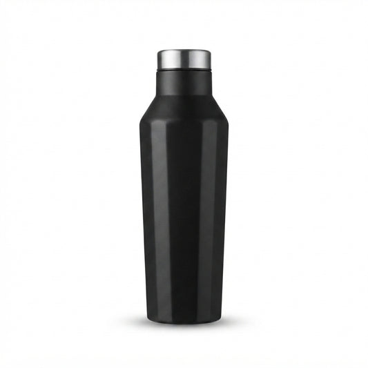 Matte Curved Vacuum Bottle - Black - Meru Trophy corporate gifting