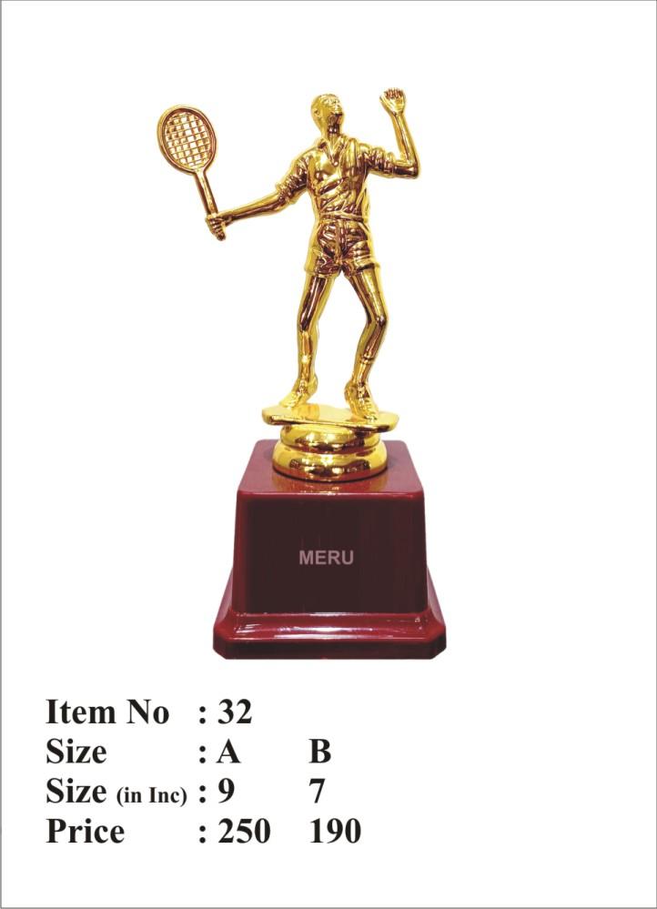 Badminton trophy made with fiber trophies; perfect for sports awards.