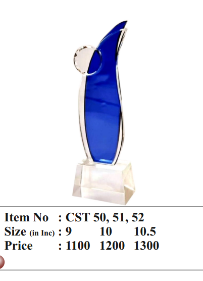 Blue crystal flame trophy