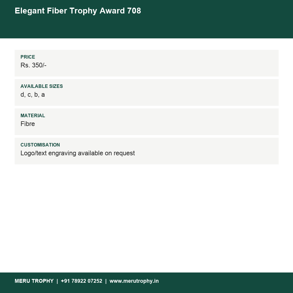 Elegant Fiber Trophy Award 708 details - Meru Trophy