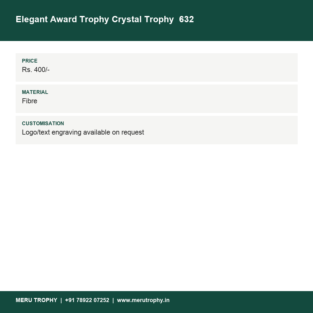 Elegant Award Trophy Crystal Trophy  632 details - Meru Trophy