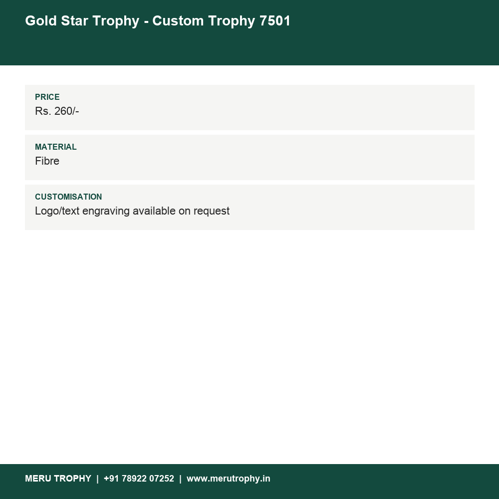 Gold Star Trophy - Custom Trophy 7501 details - Meru Trophy