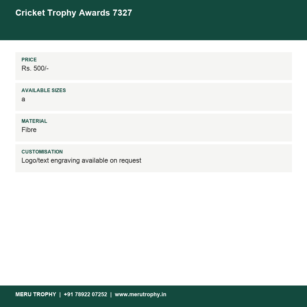 Cricket Trophy Awards 7327 details - Meru Trophy