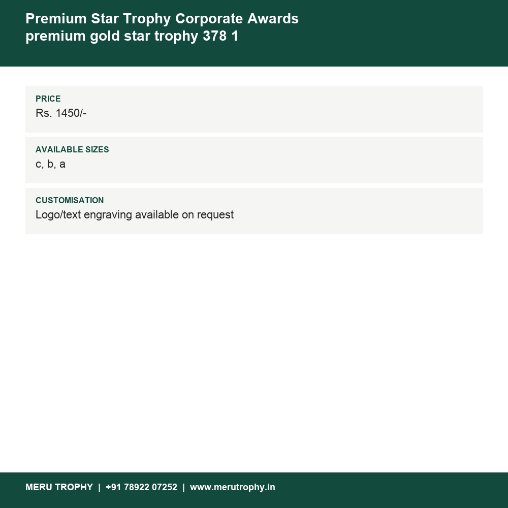 Premium Star Trophy Corporate Awards premium gold star trophy 378 1 details - Meru Trophy