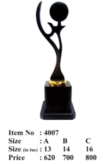 Black acrylic trophy symbolizing achievement and recognition awards for corporate events.