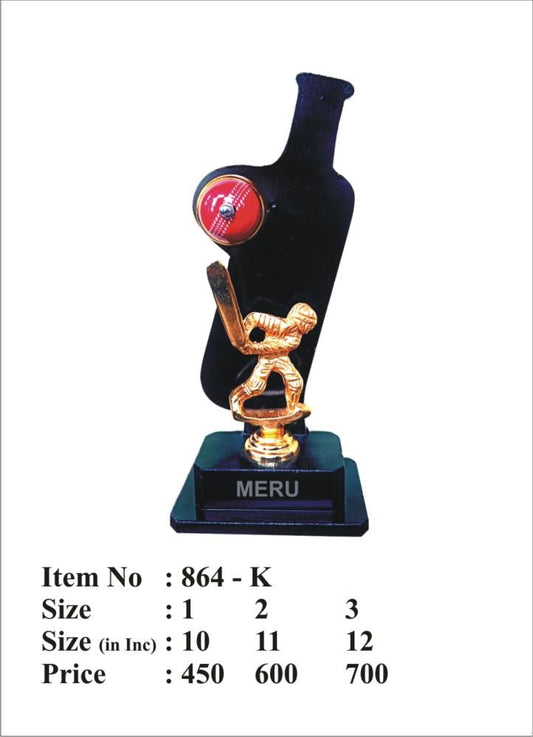 Dynamic acrylic cricket trophy showcasing a batsman in action - perfect for awards!