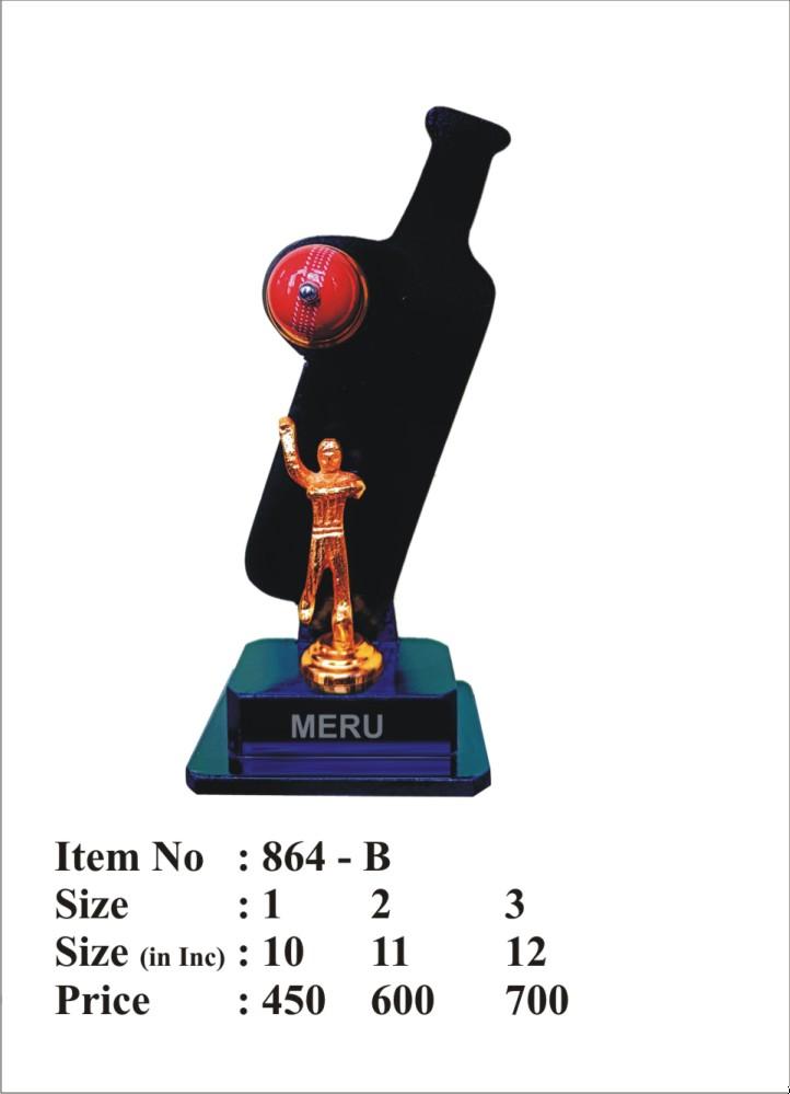 Acrylic Cricket Trophy with Bat & Figurine - 864B-1