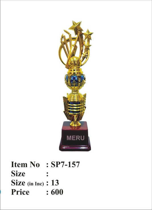 Cricket Trophy Award SP7-157 - Fiber Trophy Design  A dynamic cricket trophy featuring a bat; ball; and wickets. Perfect for recognizing outstanding performance. Explore fiber trophies and trophy design options.