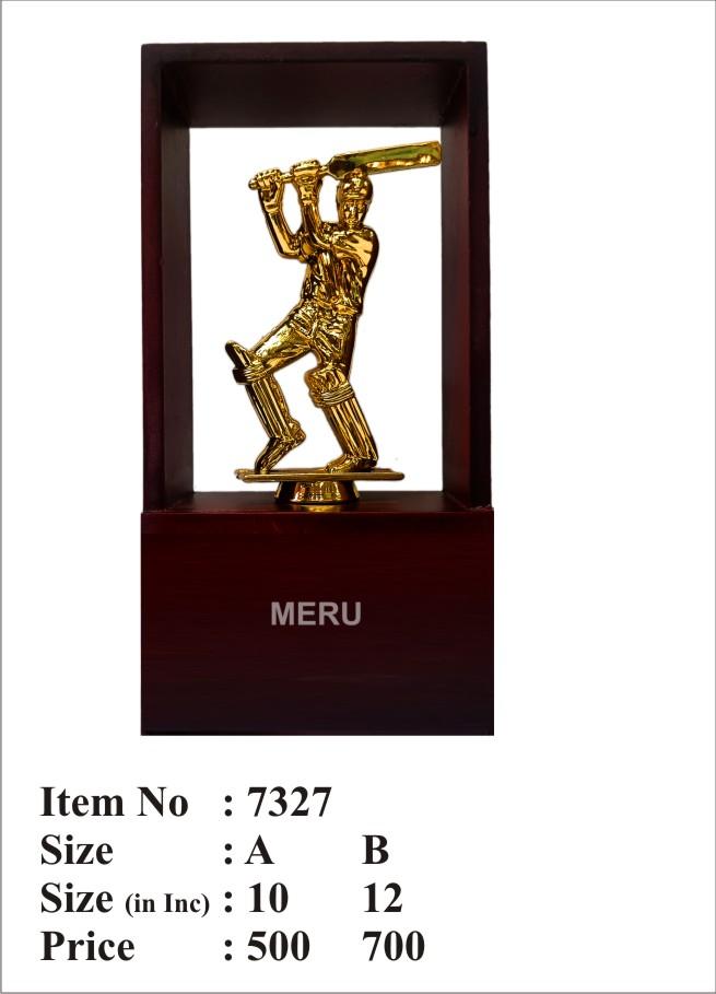 Gold batsman cricket trophy award; perfect for sports recognition.