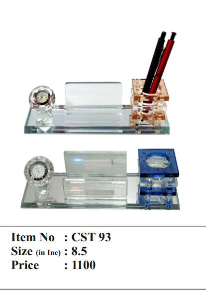 Crystal Trophy Desk Organizer CST 93 - Elegant Awards & Recognition