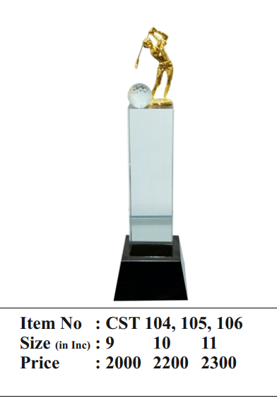Crystal Golf Trophy Award CST 105 - Premium Crystal Awards
