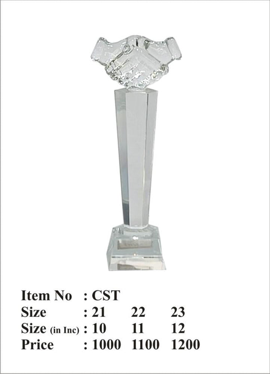 Elegant crystal trophy symbolizing achievement and teamwork; ideal for corporate awards.