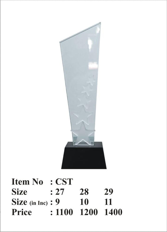 Elegant crystal trophy with frosted stars; perfect for awards ceremonies.