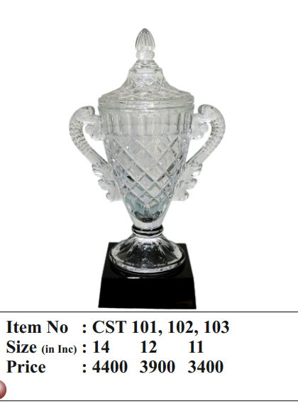 Elegant crystal trophy award; perfect for corporate or academic recognition.