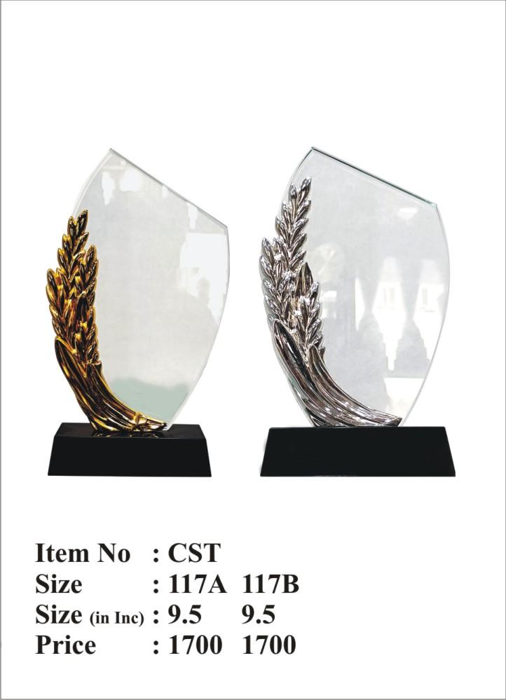 Crystal trophy with wheat design; ideal for awards and recognition.