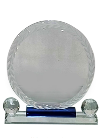 Elegant crystal awards trophy with blue accent