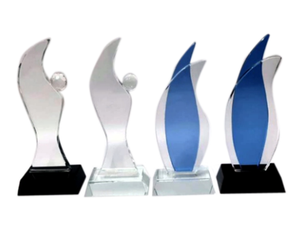 Blue flame design crystal awards trophy