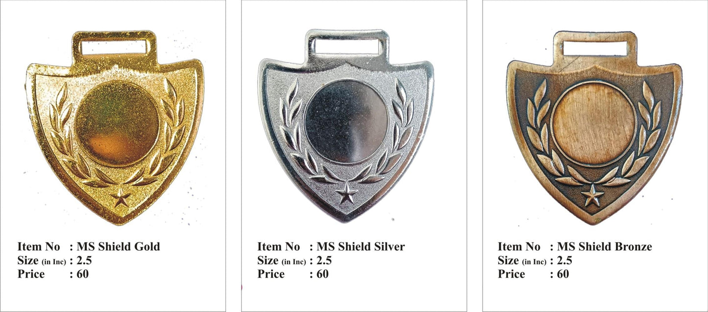 Custom Shield Medal - Gold; Silver; Bronze Finish