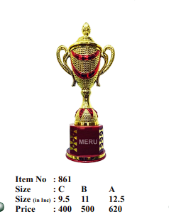 Gold and red cup trophy; a beautiful fiber trophy design for awards ceremonies.