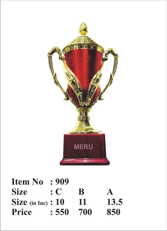 Elegant red and gold Fiber Trophy Award 909; a symbol of achievement and recognition.