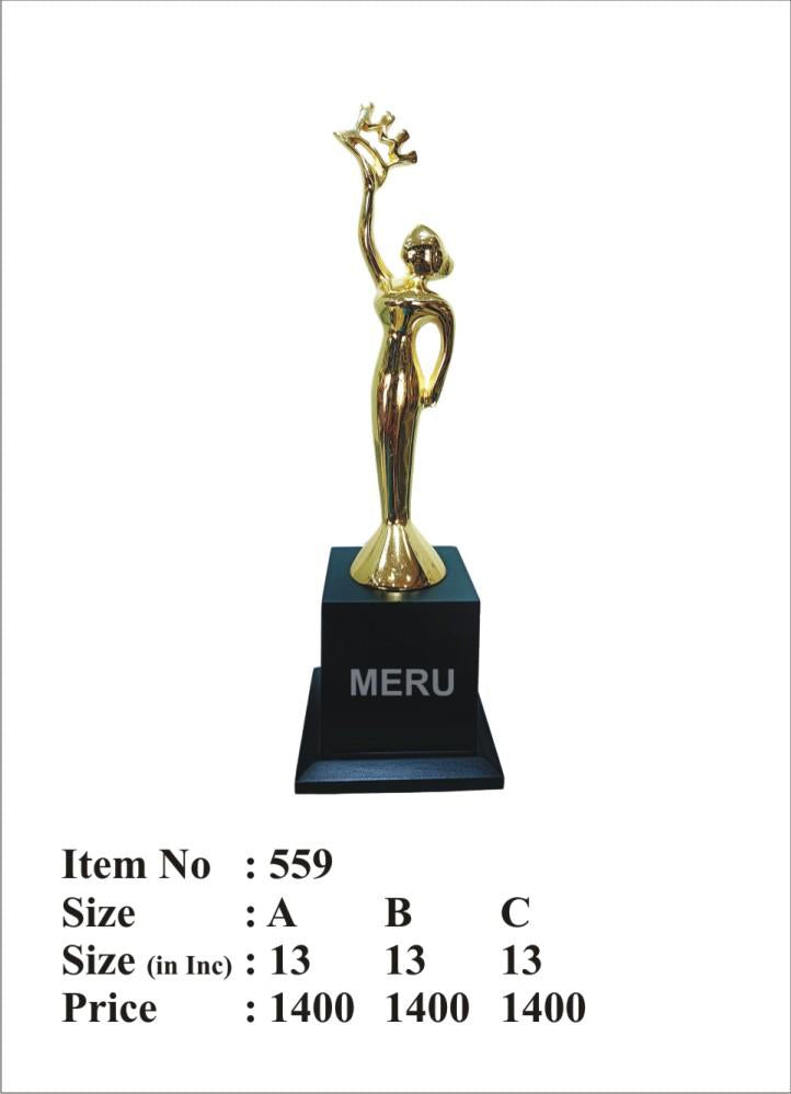 Gold Trophy with Sculpted Figure - Recognition Award