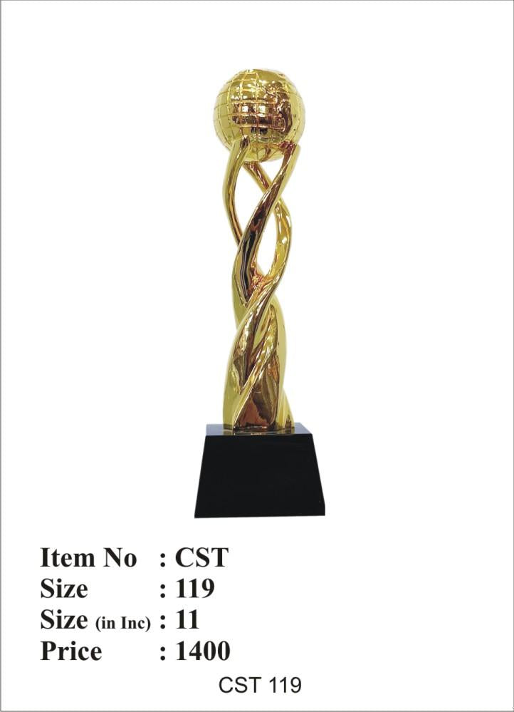 Gold Globe Crystal Trophy CST 119 - A beautiful crystal trophy for awards.
