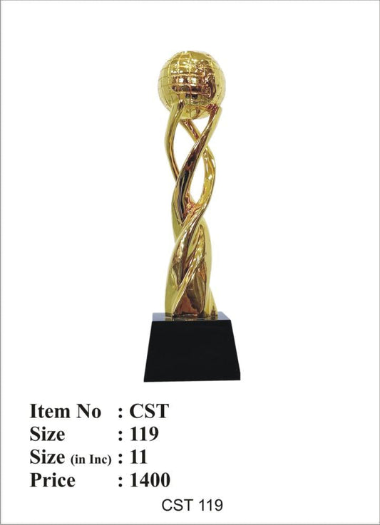 Gold Globe Crystal Trophy CST 119 - A beautiful crystal trophy for awards.