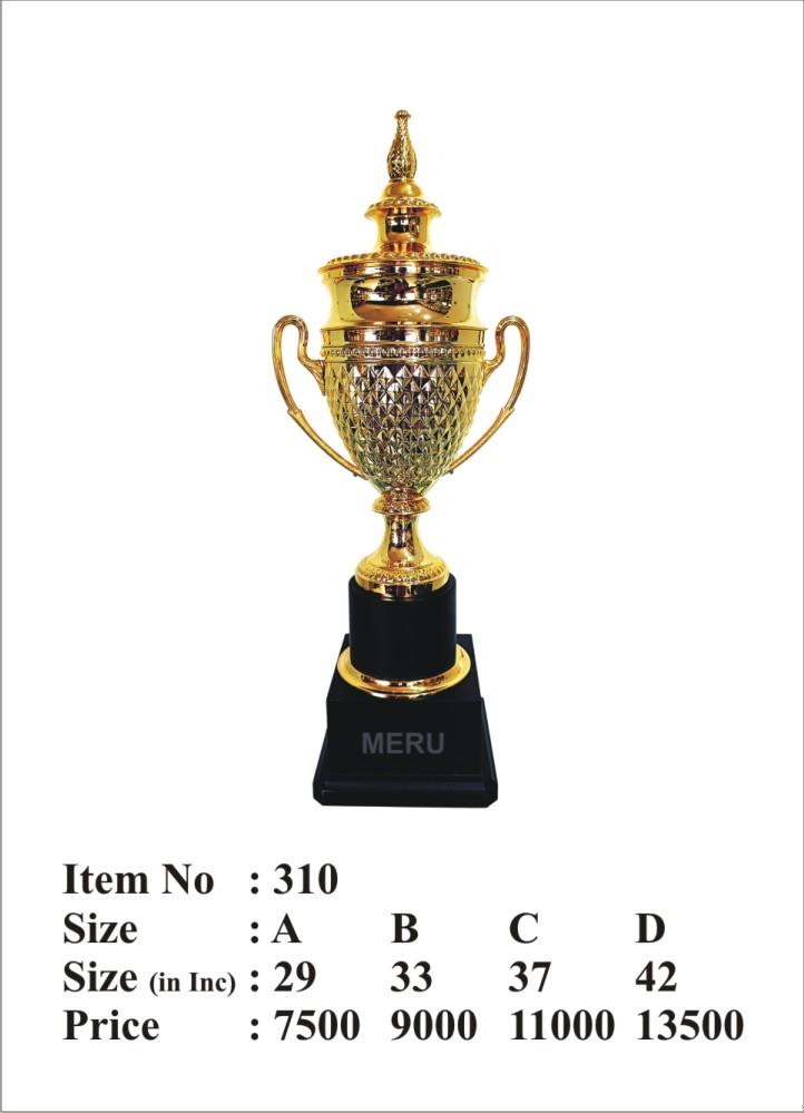 Gold metal trophy with textured cup; ideal for sports awards and corporate recognition.