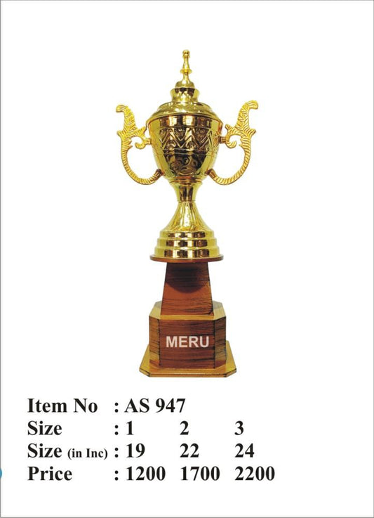 Elegant gold metal cup trophy.