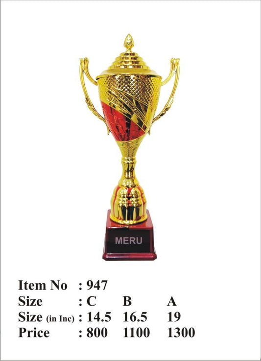 Gold and Red Fiber Trophy - Perfect for awards ceremonies and recognizing achievements.