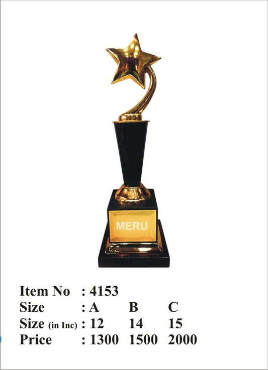 Gold star trophy; ideal for corporate awards and recognition.