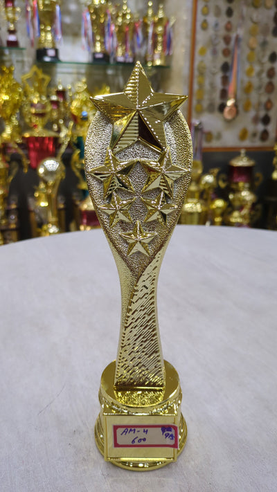 Gold star trophy symbolizing excellence and recognition awards.