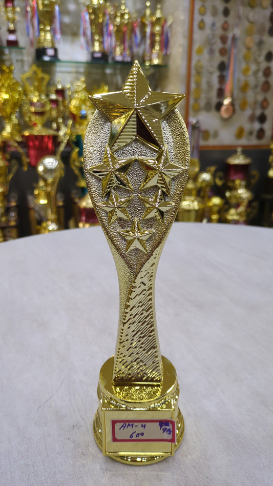 Gold star trophy symbolizing excellence and recognition awards.
