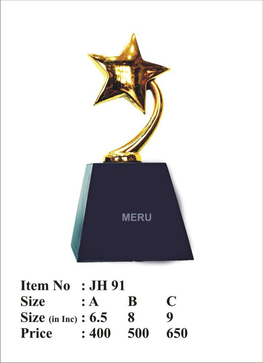 Gold star trophy on a blue base; perfect for recognition awards and corporate trophies.