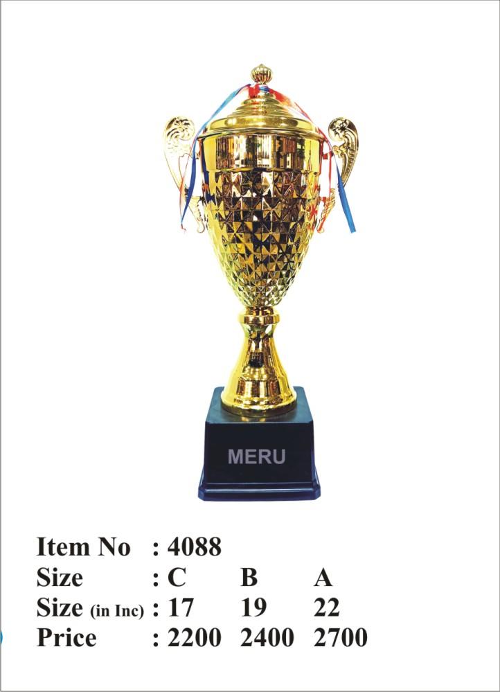 Gleaming gold trophy cup on a black base; ideal for Metal Sports Trophies and awards ceremonies.