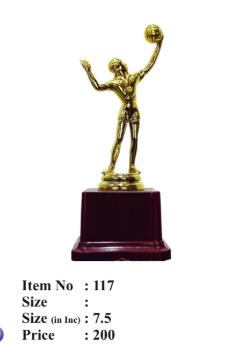 Gold volleyball trophy; a symbol of athletic achievement and fiber trophies.