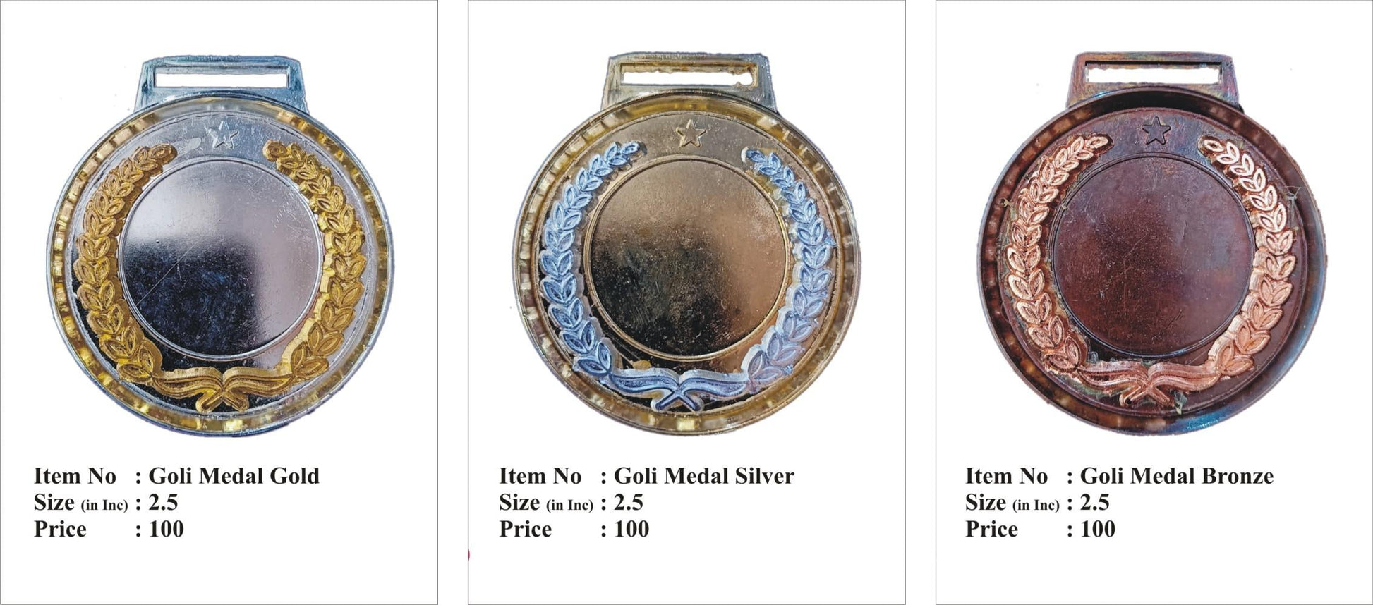 Gold Silver Bronze Medals for Recognition Awards