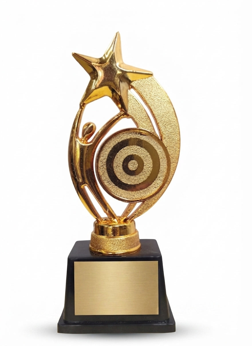 Custom Star Achievement Trophy - Gold and Black Finish pf 1303 - Meru Trophy