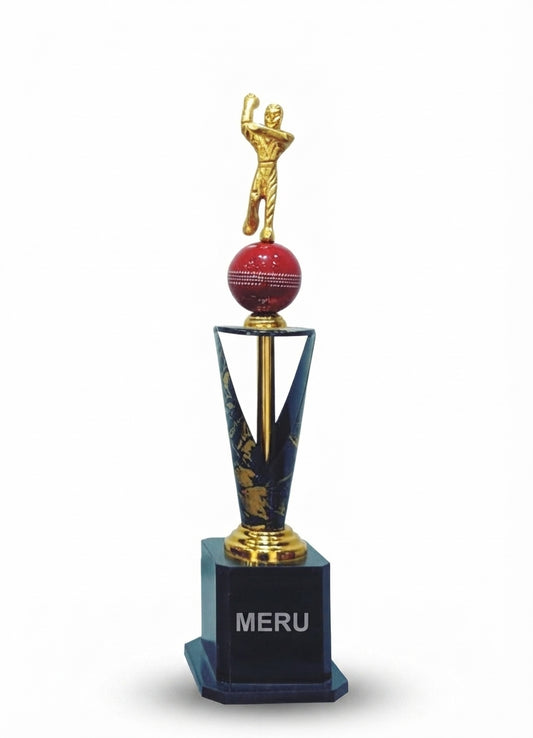 Cricket Trophy Award for Sports Recognition 593-B-1 - Meru Trophy