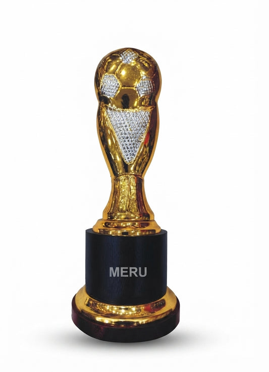 Gold Soccer Ball Metal Trophy Custom Award 4107 - Meru Trophy