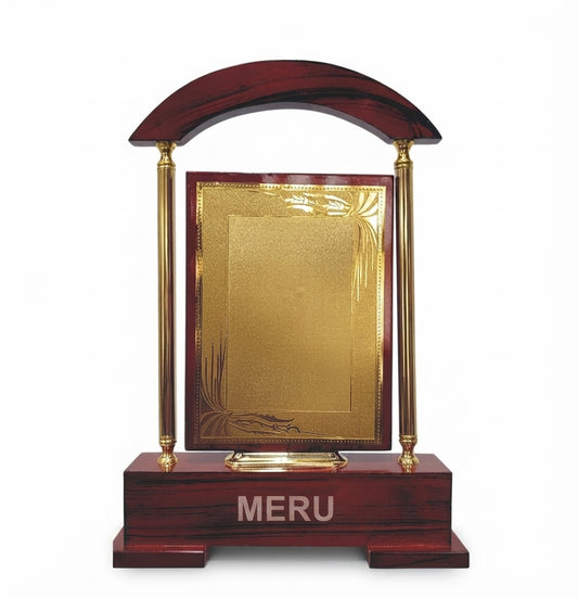 Wooden Memento Award Trophy with Gold Plate and Custom Engraving - Premium Wooden Awards 4219 - Meru Trophy