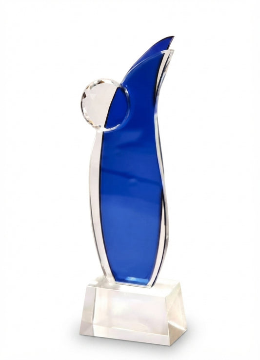 Blue Crystal Flame Achievement Trophy CST 50 - Crystal Awards & Custom Trophies - Meru Trophy