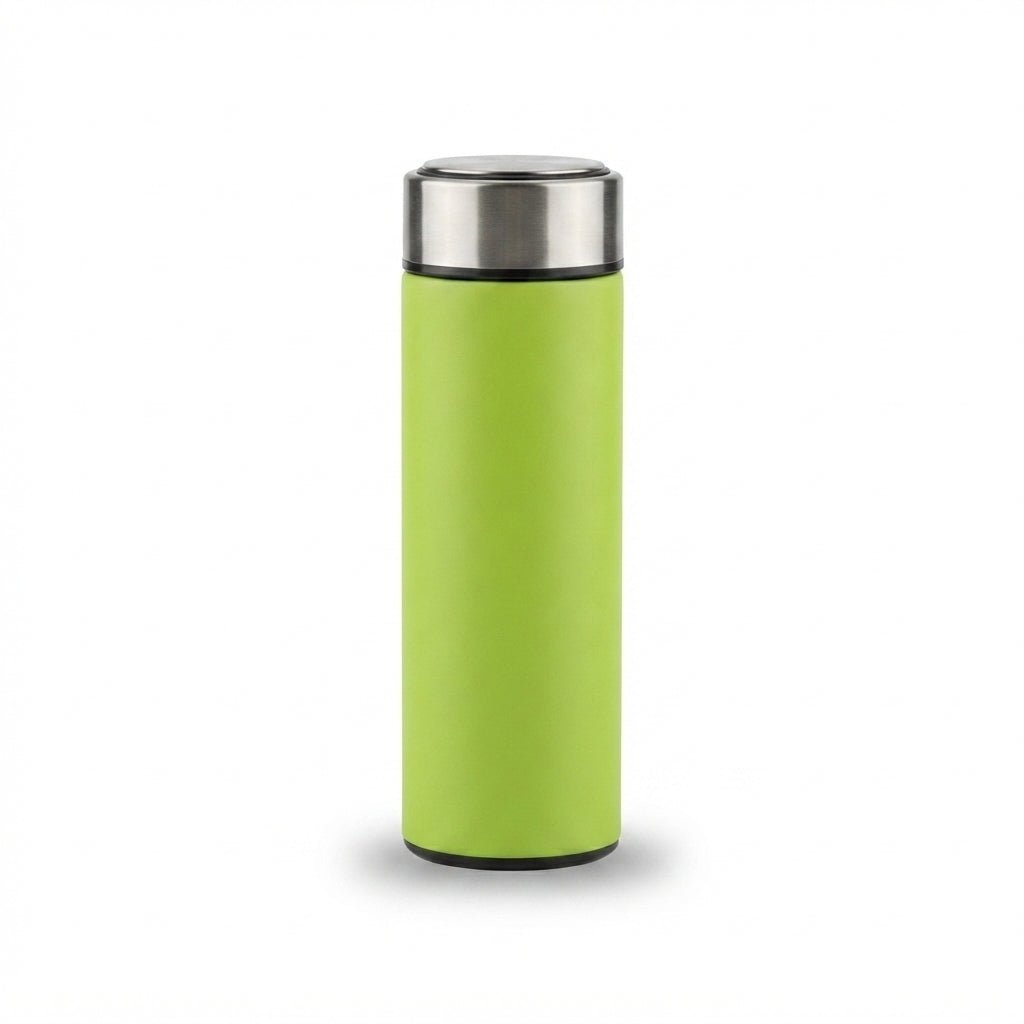 Slim Vacuum Flask with Steel Lid - Green - Meru Trophy corporate gifting