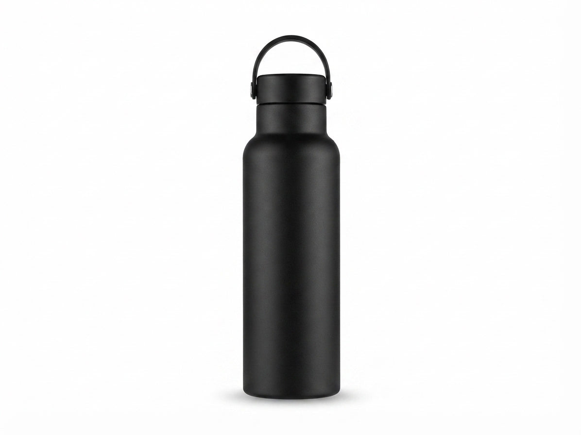 Sports Vacuum Bottle with Cap Lid - Black - Meru Trophy corporate gifting
