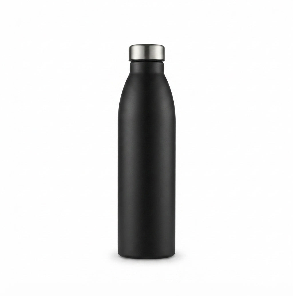 Slim Milk-Style Vacuum Bottle - Black - Meru Trophy corporate gifting