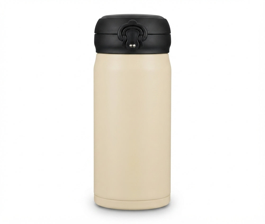 Vacuum Flask with Cup Handle Lid - Cream - Meru Trophy corporate gifting