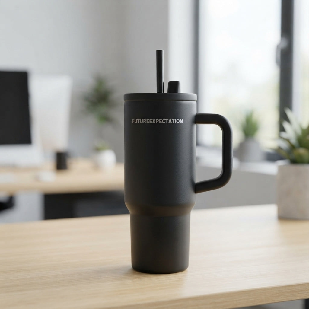 Vacuum Tumbler with Handle and Straw - lifestyle - Meru Trophy corporate gifting