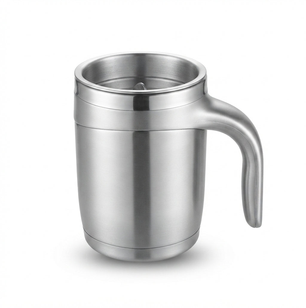 Self Stirring Stainless Steel Mug - Silver - Meru Trophy corporate gifting